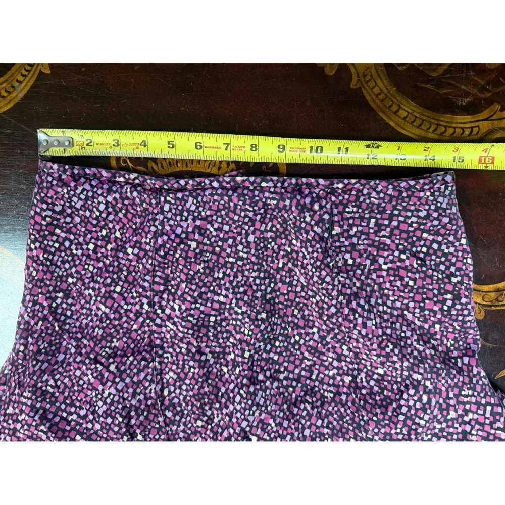 Vtg Liz Claiborne 100% Silk Purple Mosaic Flounce Hem Skirt Y2K Whimsigoth 8